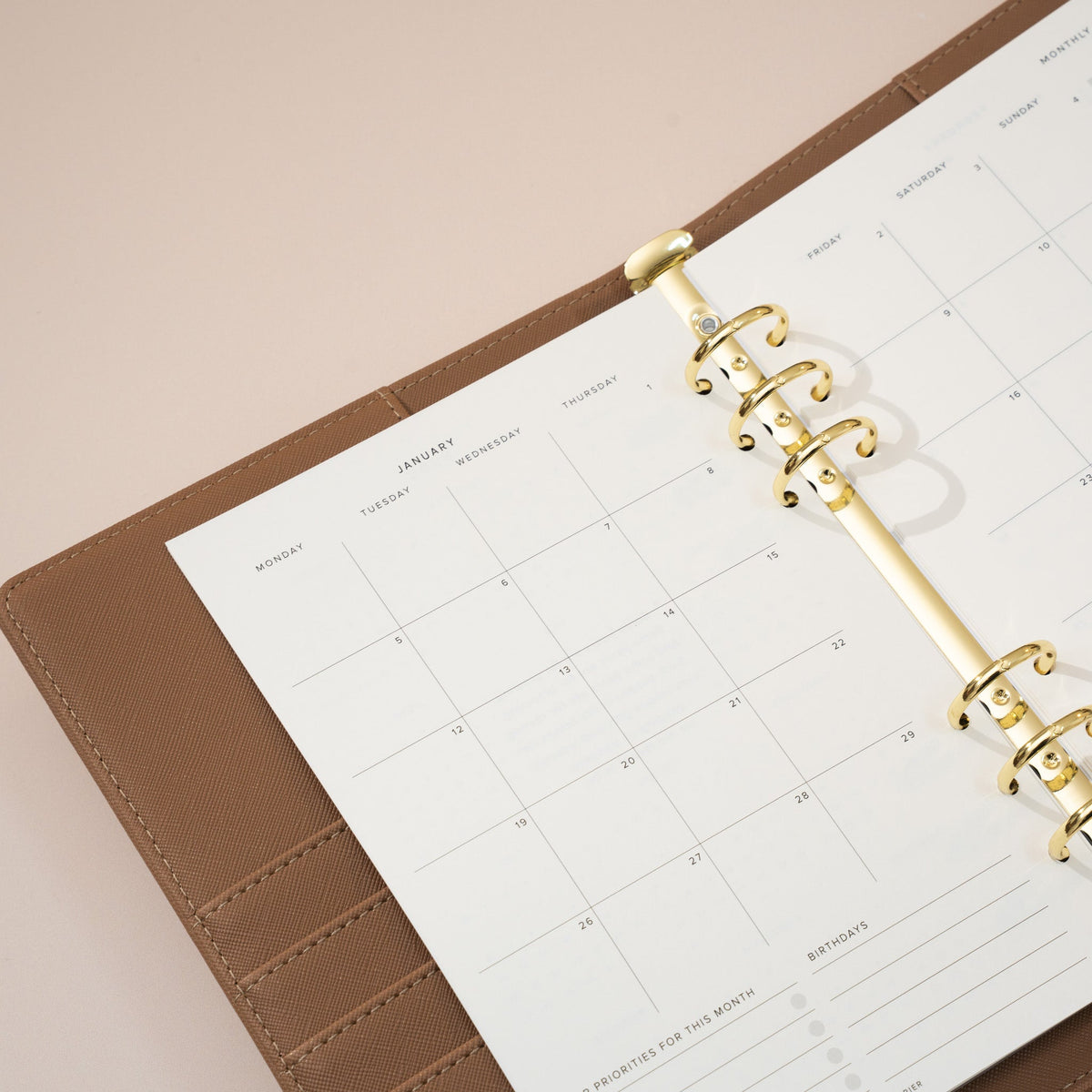 2026 Dated Monthly Calendar Overview Planner Inserts A5