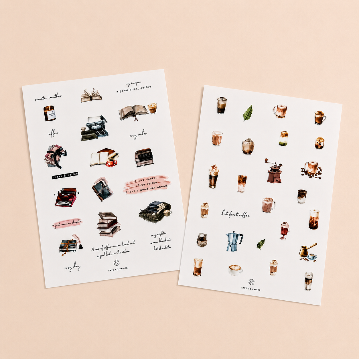 Books and Coffee Sticker Sheet